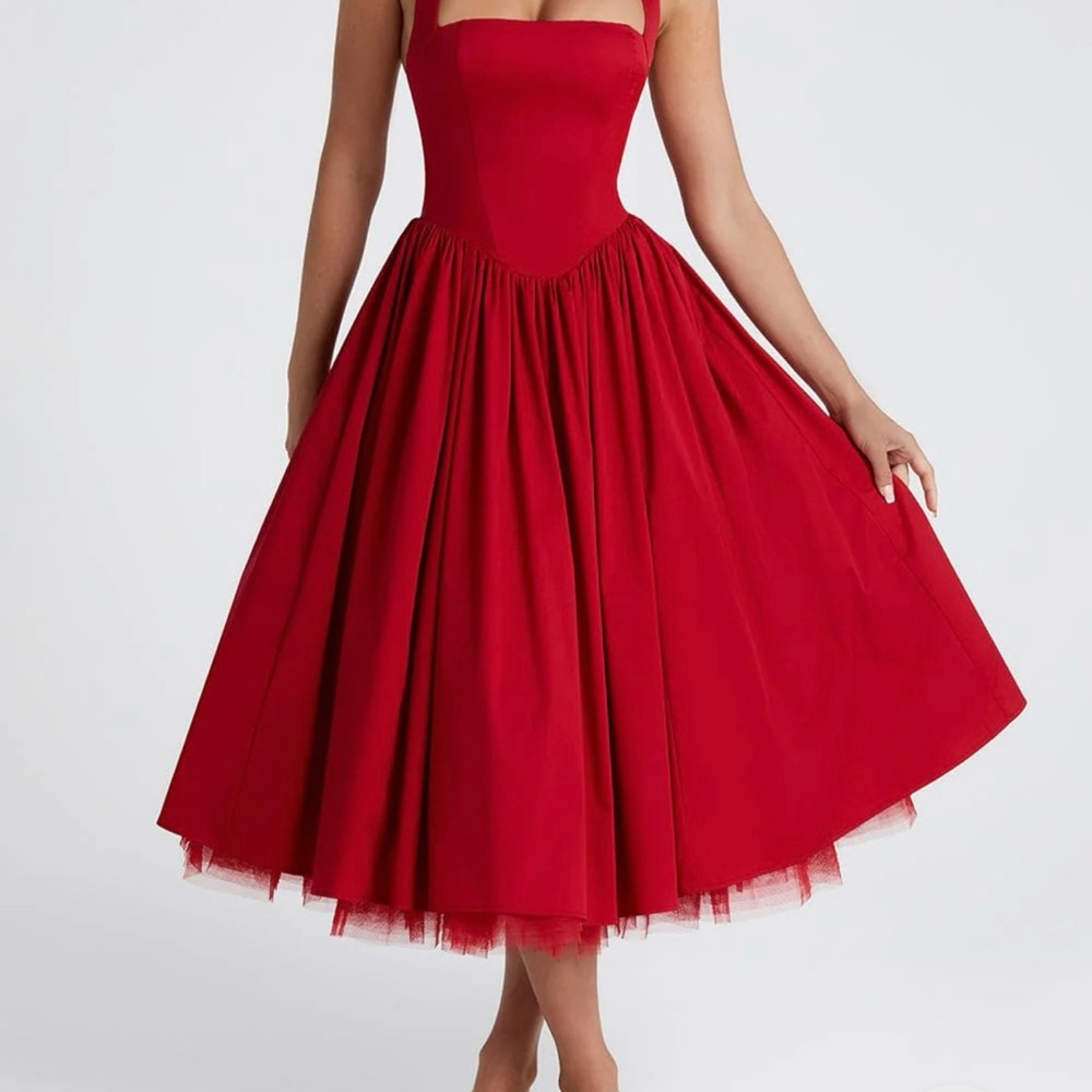 Cressida Midi Dress - Red